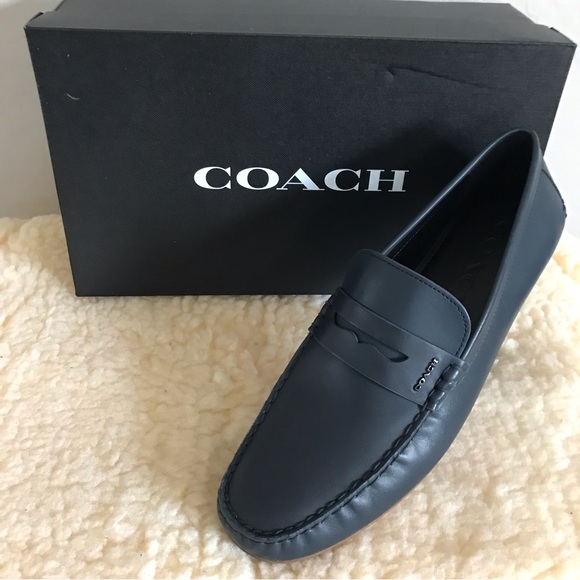 Coach Slate Blue Leather Drivers - Picture 1 of 16